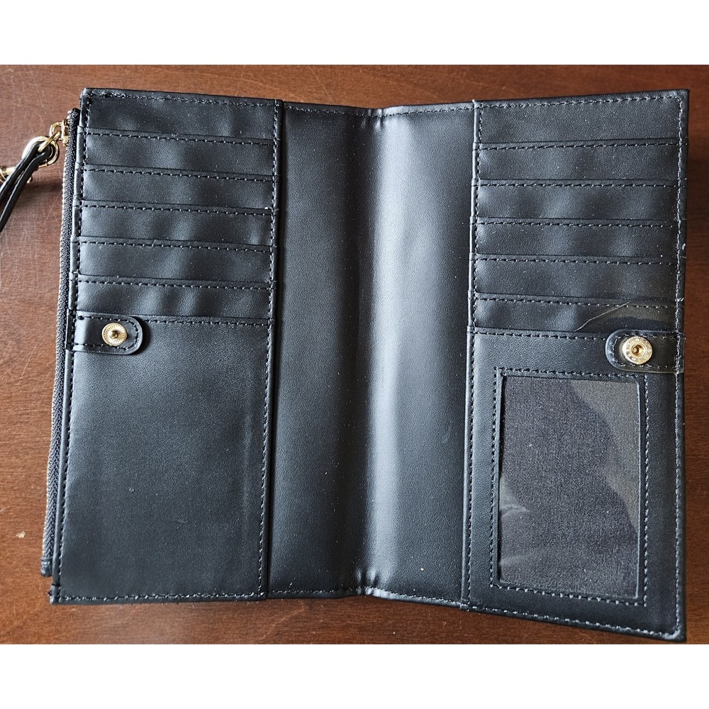 Nanette Lepore Black Pebbled Wristlet Wallet Clutch Zip Around‎ Card Holder - Picture 2 of 7